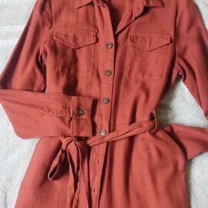 Rust Button-Up Jumpsuit